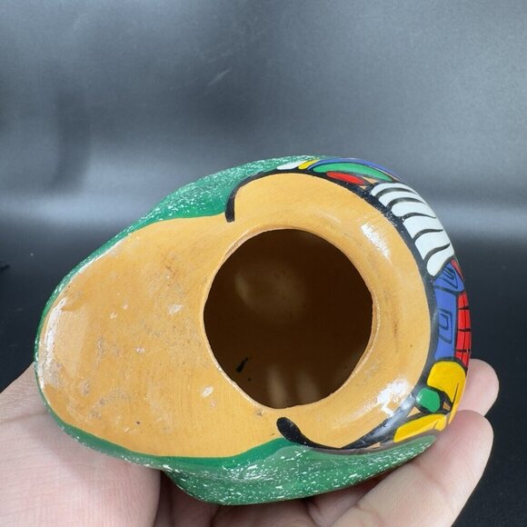 Mexican Pottery Day Of The Day Skull Figurine Decor Hand Painted RedWare Figure - Picture 7 of 16